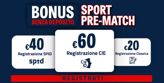 Registrati su BetFlag e ricevi 60€ di bonus senza deposito Sport Pre-Match