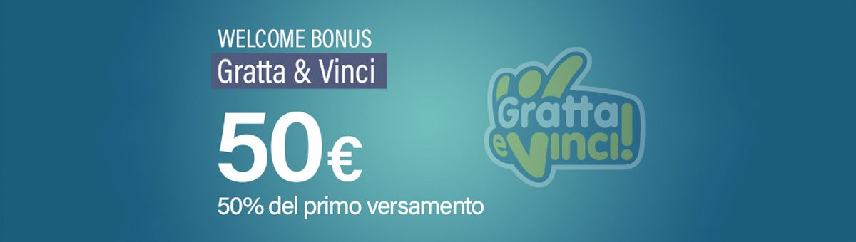 Sul primo deposito riceverai il 50% del versamento fino a 50€