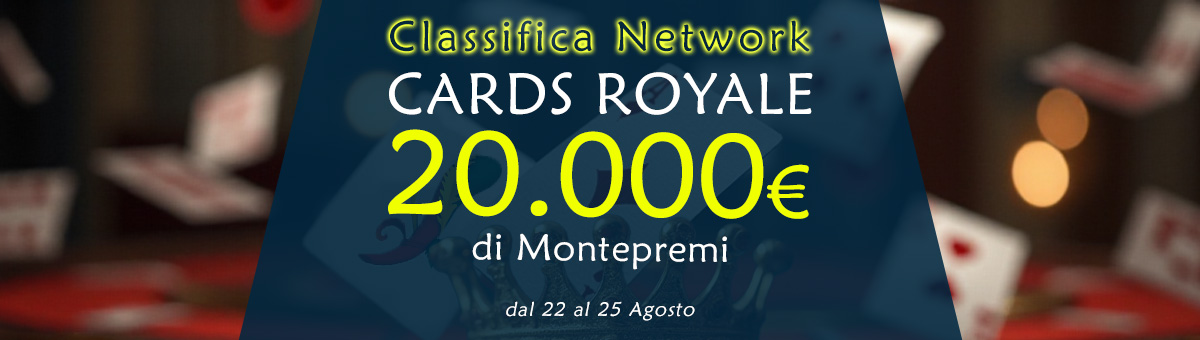 20.000€ in palio con le classifiche Cash, Premio Matto e Tornei valide sui i Giochi di Carte Sit&go!