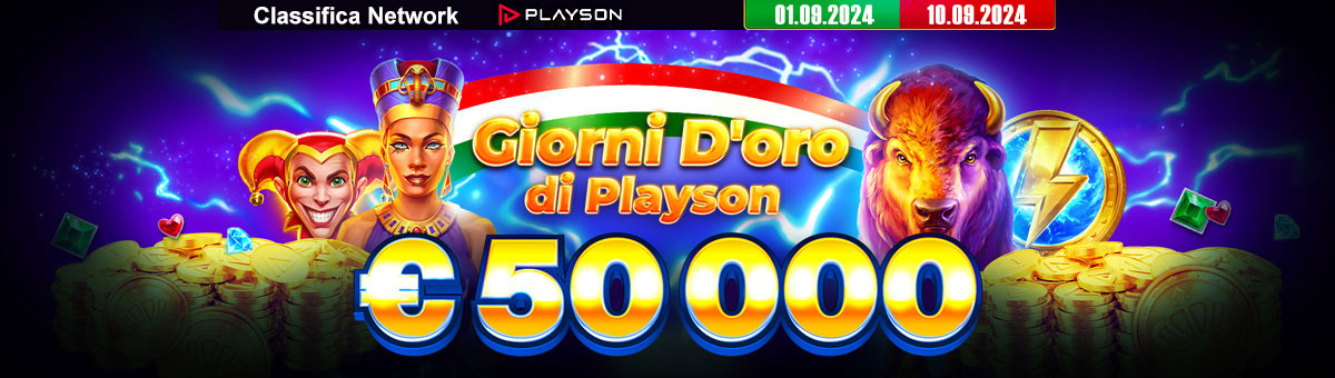 50.000€ di montepremi con la promo di Network di Playson. Scopri le Slot in promozione e. . .scegli la tua preferita!