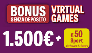 Bonus registrazione Virtual Games + Sport