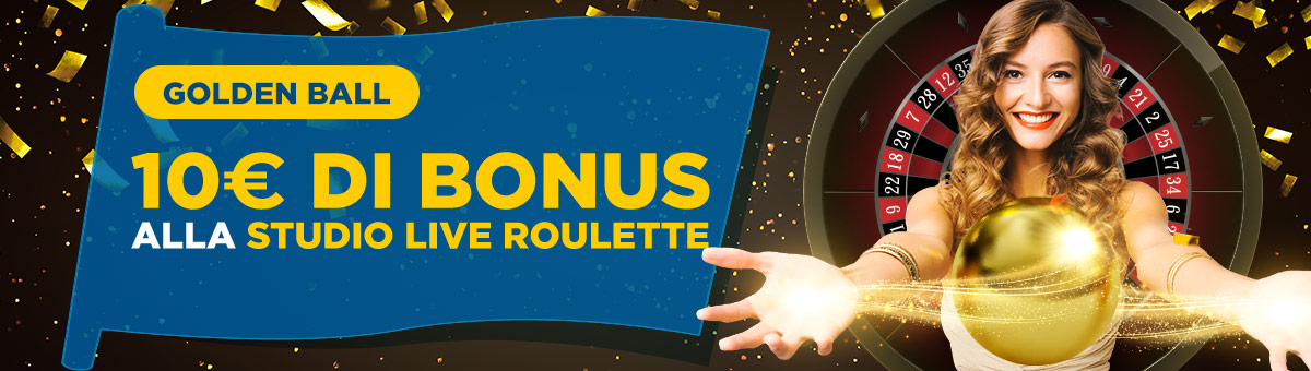 Giocando con la pallina d’oro per ben due spin potrai vincere un bonus di 10€ scommettendo sul numero vincente.