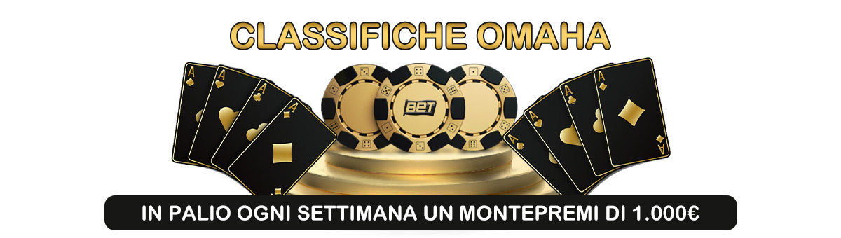 Tornei settimanali dedicati alle classifiche Omaha con in palio un montepremi di 1.000€