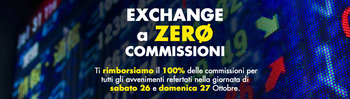 Ricevi il tuo rimborso del 100% sulle commissioni pagate per eventi conclusi e refertati Sabato 26/10/2024 e Domenica 27/10/2024.