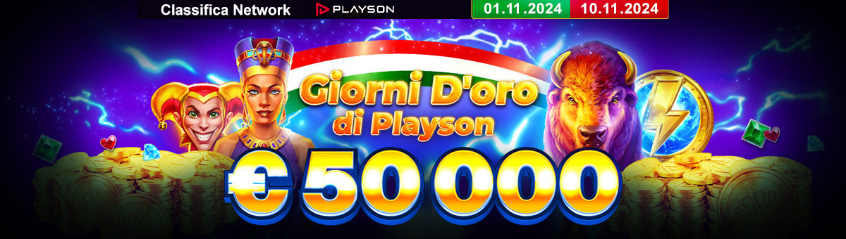 50.000€ di montepremi con la promo di Network di Playson. Scopri le Slot in promozione e. . .scegli la tua preferita!