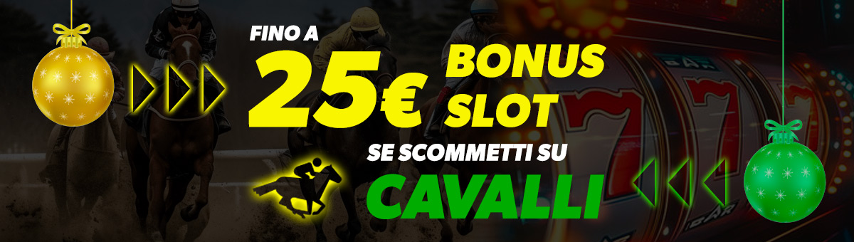 Piazzando scommesse con saldo reale e quota minima 3,00, potrai ricevere un bonus Slot fino a 25€.