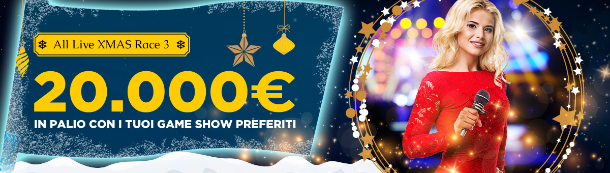 20.000€ di montepremi in palio con la All Live Xmas Game Show Race. Scala la classifica!