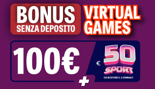 Bonus registrazione Virtual Games + Sport