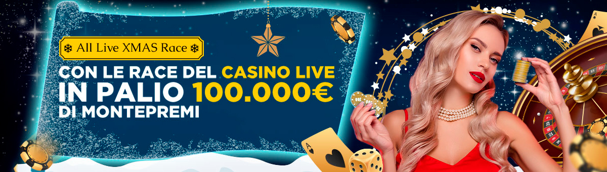 Questo Natale sfida te stesso con i giochi del Casinò Live! 5 classifiche per giocare ai tuoi giochi preferiti con un montepremi totale di 100.000€