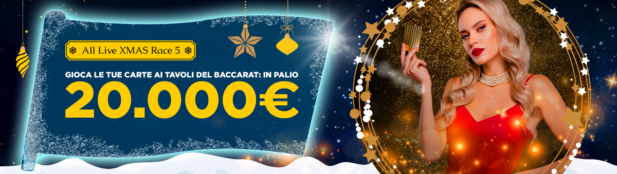 20.000€ di montepremi in palio con la All Live Xmas Baccarat Race. Scala la classifica!