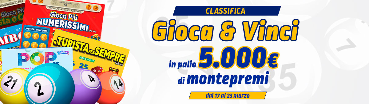 Giochi al Lotto o ai Gratta e Vinci? Partecipa alla classifica dedicata: in palio un montepremi di 5.000€!