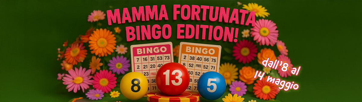 Sconti sulle cartelle, super ambo, doppia cinquina, bingo garantito, partite fast in sala Diamante e..  tantissimo altro!