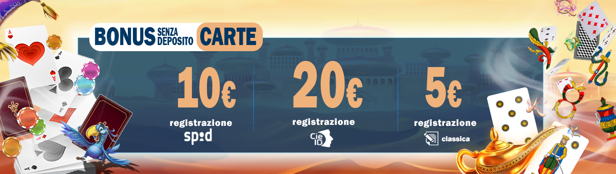 Registrati su BetFlag e ricevi 20€ di bonus senza deposito Carte