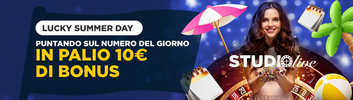 Alla Roulette di Studio Live puntando sul numero corrispondente al giorno del calendario, nel caso di estrazione, riceverai un Bonus Live di 10€.