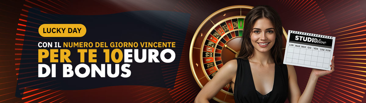 Alla Roulette di Studio Live puntando sul numero corrispondente al giorno del calendario, nel caso di estrazione, riceverai un Bonus Live di 10€.