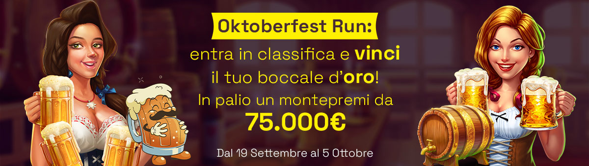 Lasciati trasportare dall'atmosfera tedesca dell'Oktoberfest e prova ad accaparrarti il fantastico montepremi di 75.000€!