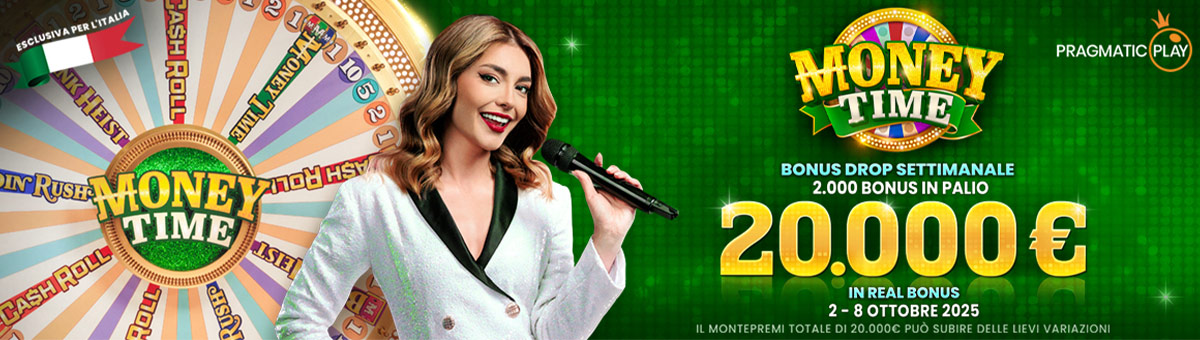 Il tempo è denaro... e con la Money Time vale ancora di più! Vieni a scoprire la nuova Money Time Bonus Drop: in palio 20.000€ di Montepremi!