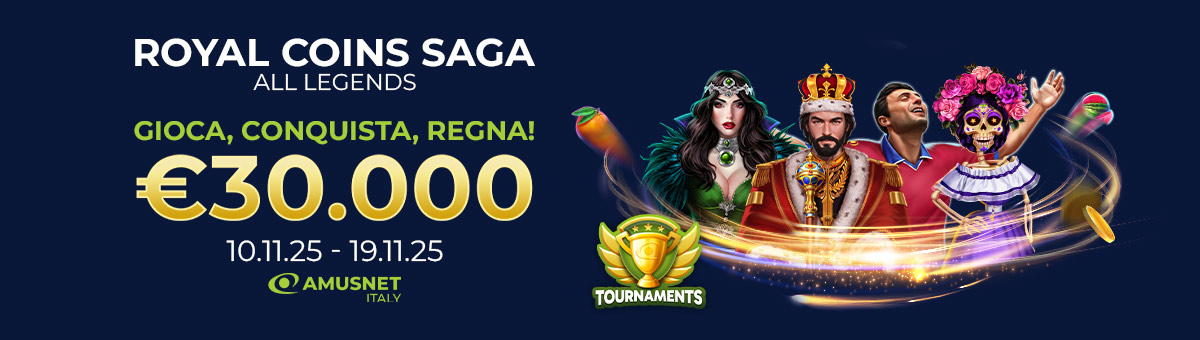 Royal Coins Saga - All Legends: più giochi, più scali la classifica! Punti extra con vincite consecutive e 30.000€ di montepremi in palio!