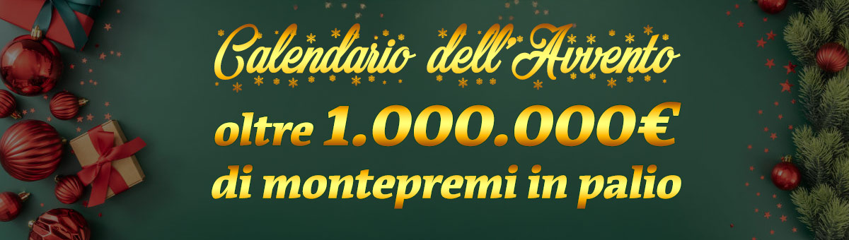 Scopri il Calendario dell’Avvento BetFlag: dal 1° al 24 dicembre ogni giorno nuove sorprese, bonus e premi per oltre 1 milione di euro in palio.