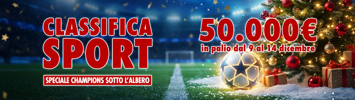Una nuova sfida ti aspetta! Entra in gioco e scala la classifica sport dell'Avvento: in palio 50.000€ di montepremi!
