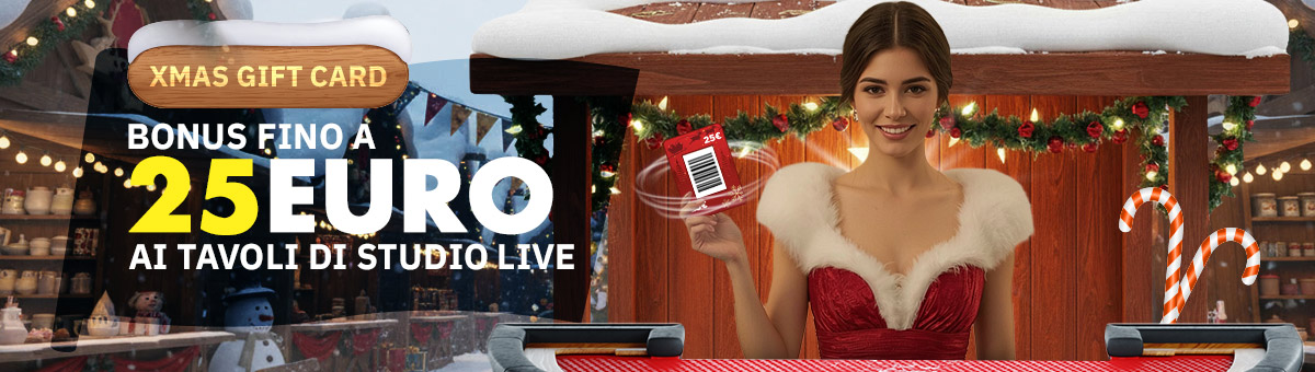 A Natale sono in arrivo le Gift Card che mettono in palio fino a 25€ di bonus ai tavoli esclusivi di Studio Live BJ Elite e Studio Live BJ Italia 10