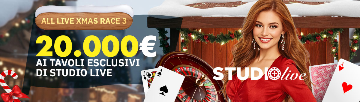 Gioca ai tavoli esclusivi di Studio Live, accumula punti e scala la classifica: 20.000€ di Bonus ti aspettano!