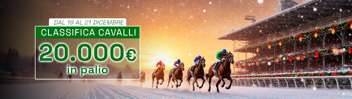 Una nuova sfida ti aspetta! Entra in gioco e scala la classifica cavalli: in palio 20.000€ di montepremi!
