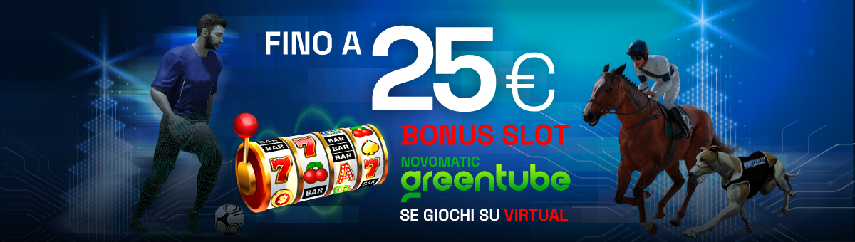 Piazzando scommesse con saldo reale e quota minima 3,00 sulla divisione Virtual, potrai ricevere un bonus Slot fino a 25€.