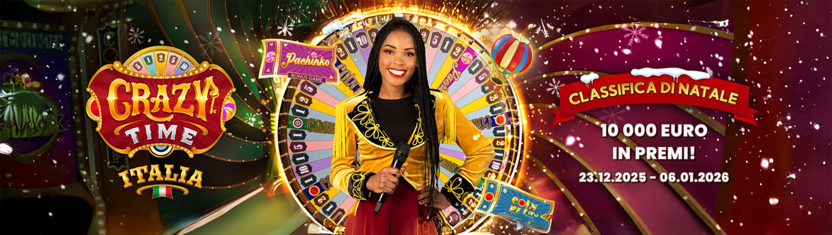 Questo Natale il tempo impazzisce: entra nella classifica Crazy Time di Natale... in palio 10.000€ di montepremi!