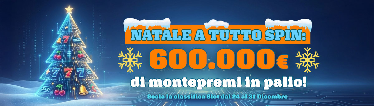 Questo Natale la fortuna gira a tutto Spin: dal 24 al 31 dicembre scala la classifica Slot più ricca di sempre: 600.000€ di montepremi in palio!