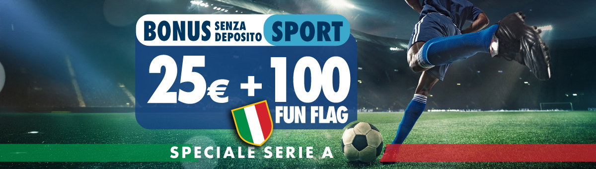 Registrandoti su BetFlag, potrai ricevere 25€ di bonus e 100 Fun Flag senza deposito Sport! Cosa aspetti?