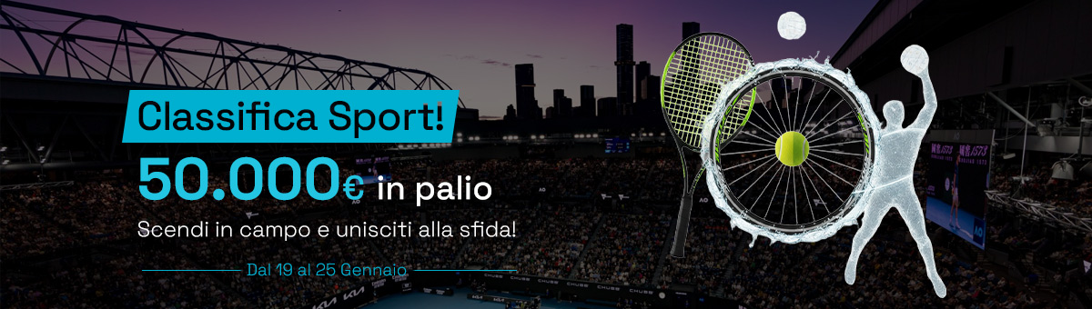 Una nuova sfida ti aspetta! Entra in gioco con gli Australian Open, accumula punti e conquista la vetta della Classifica Sport!