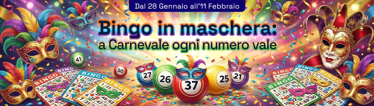 Sconti sulle cartelle, super ambo, doppia cinquina, bingo garantito, partite fast in sala Diamante e..  tantissimo altro!