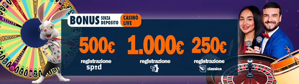 Registrati su BetFlag e ricevi 1.000€ di bonus senza deposito Casinò Live