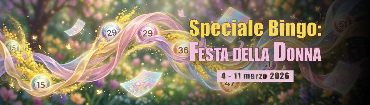 Sconti sulle cartelle, super ambo, doppia cinquina, bingo garantito, partite fast in sala Diamante e..  tantissimo altro!