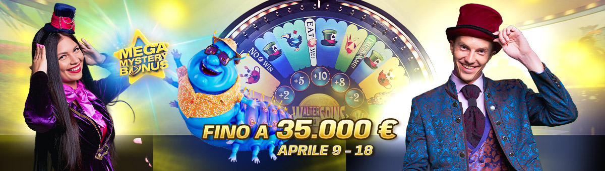 Questa primavera sboccia la fortuna: Mega Mystery Bonus Playtech! Prova a vincere una parte del montepremi condiviso di 200$ in bonus per round e scopri il super montepremi fino a 35.000€!