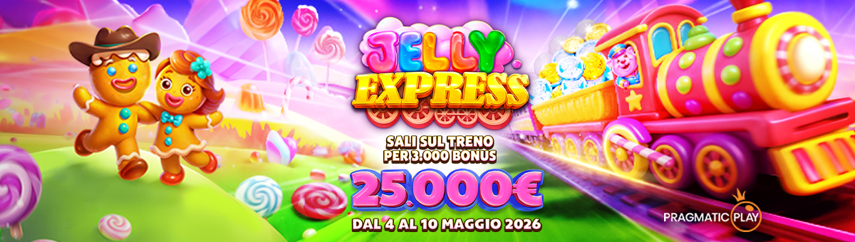 25.000€ di montepremi con la promo di network sulla Jelly Express di Pragmatic Play. Qualsiasi bet è valida per concorrere alla promo!