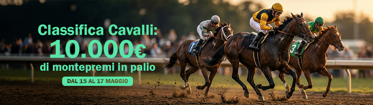 Una nuova sfida ti aspetta! Entra in gioco e scala la classifica cavalli: in palio 10.000€ di montepremi!