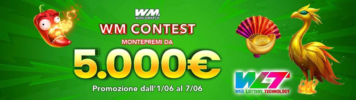 Scala la vetta della classifica di Worldmatch... scegli le tue slot preferite! In palio per te fino a 5.000€ di montepremi!