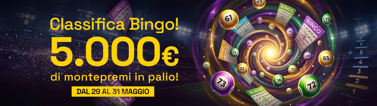 Scopri la Classifica Bingo Weekend Edition: accumula punti e conquista il montepremi... in palio di 5.000€!