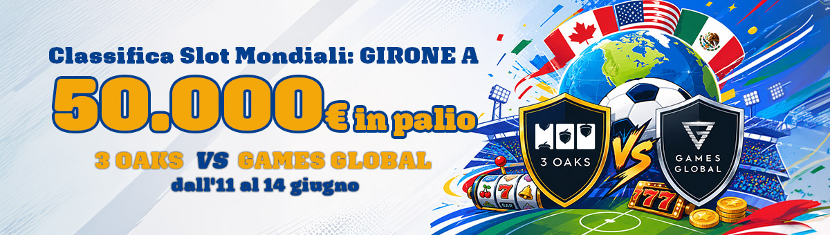 E' tempo di Mondiali! Gioca alle Slot in promozione, accumula punti e scala la classifica: in palio 50.000€ di montepremi!