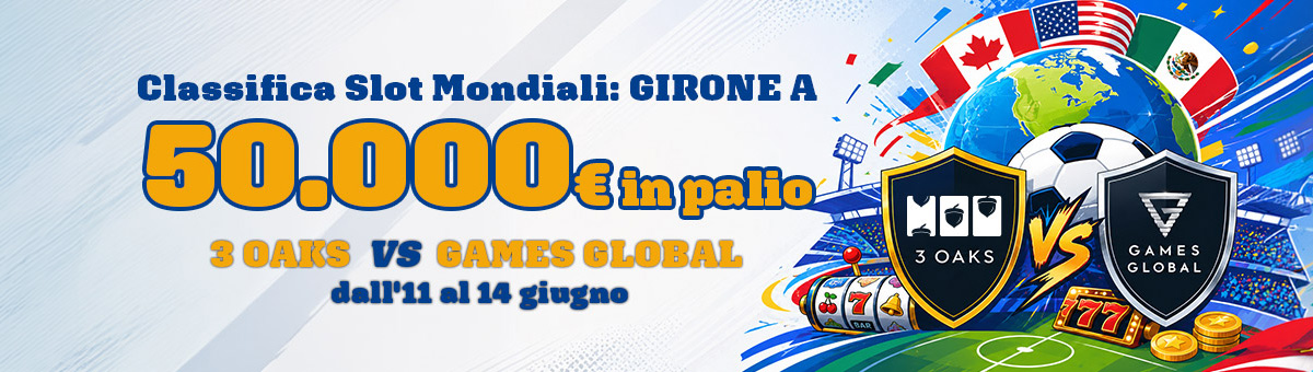 E' tempo di Mondiali! Gioca alle Slot in promozione, accumula punti e scala la classifica: in palio 50.000€ di montepremi!