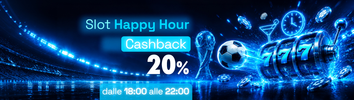 Gioca alle Slot con saldo reale dalle 18:00 alle 22:00 e ricevi un bonus pari al 20% delle tue giocate non vincenti!