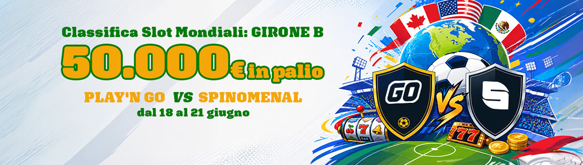 La sfida Mondiali procede! Gioca alle Slot in promozione, accumula punti e scala la classifica: in palio 50.000€ di montepremi!