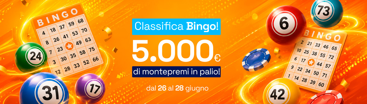 Scopri la Classifica Bingo: accumula punti e conquista il montepremi... in palio di 5.000€!