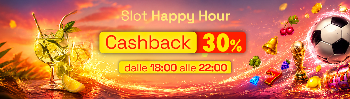 Gioca alle Slot con saldo reale dalle 18:00 alle 22:00 e ricevi un bonus pari al 30% delle tue giocate non vincenti!