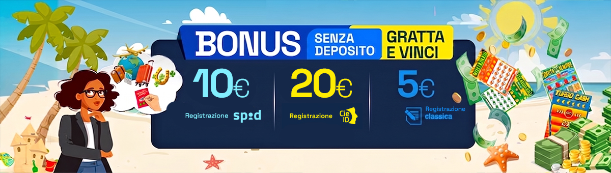 Registrati su BetFlag e ricevi 20€ di bonus senza deposito Gratta e Vinci