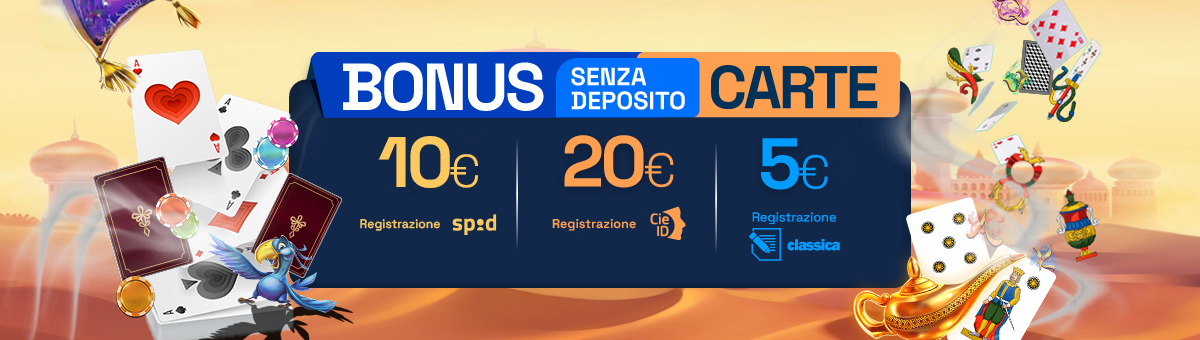 Registrati su BetFlag e ricevi 20€ di bonus senza deposito Carte