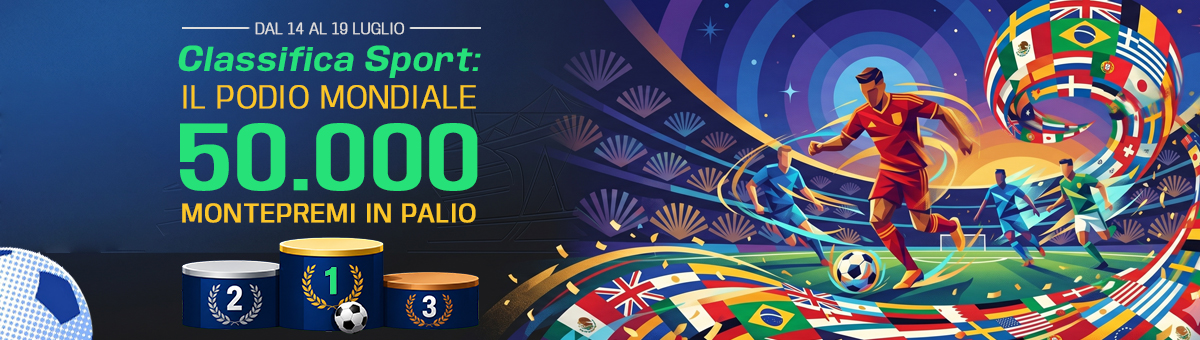 Punta alla vetta, gioca da protagonista. La classifica sport per il podio del mondiale mette in palio 50.000€!!