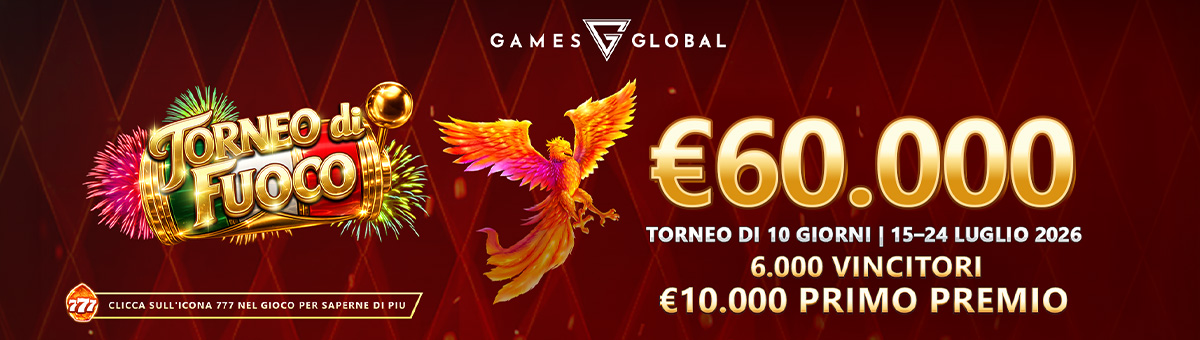 60.000€ di montepremi con la nuova promo di Network di Games Global "Torneo di Fuoco". Scopri le Slot in promozione e scegli la tua preferita!